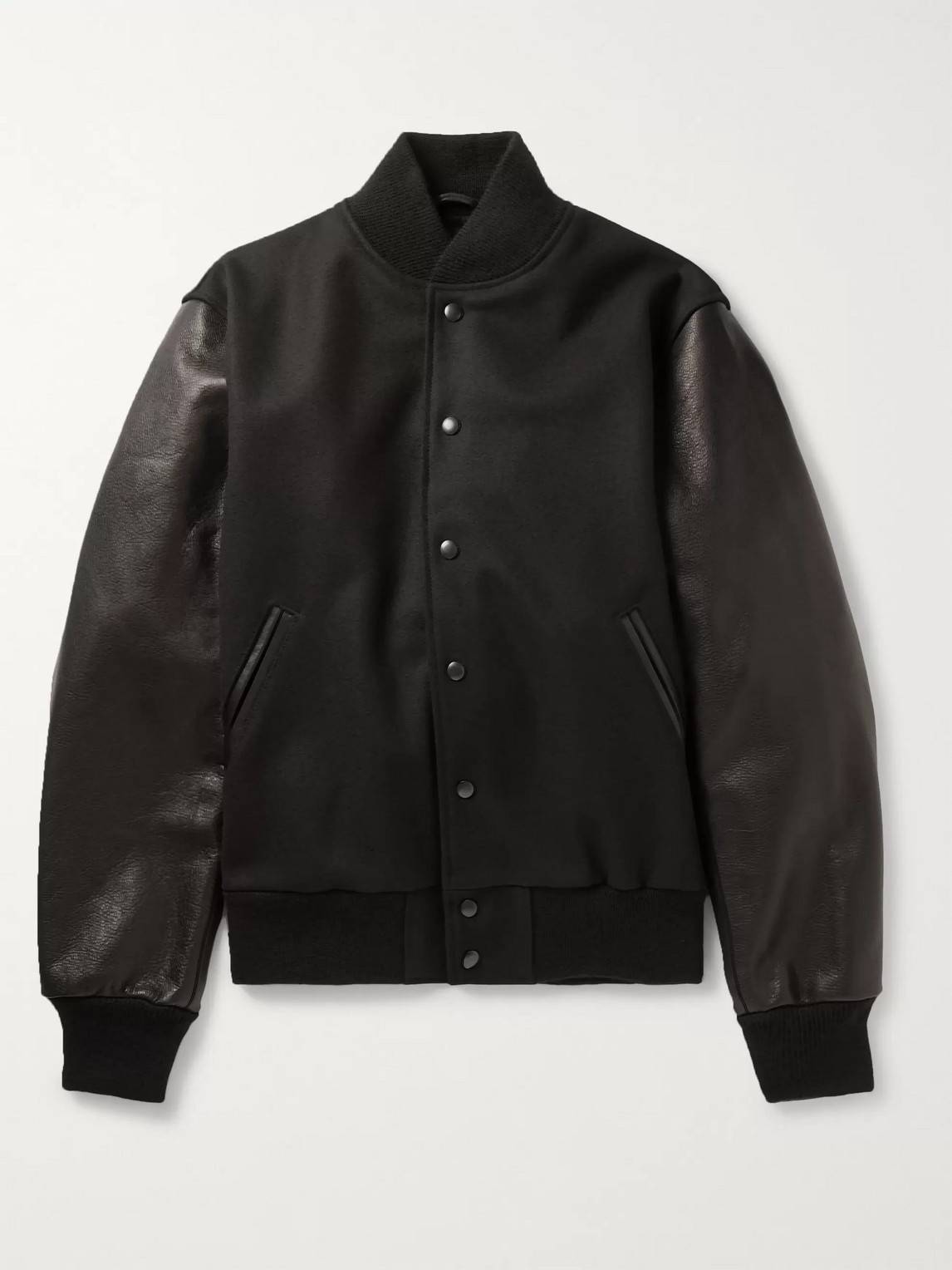 Golden Bear - The Albany Wool-Blend and Leather Varsity Jacket - Men - Black - M