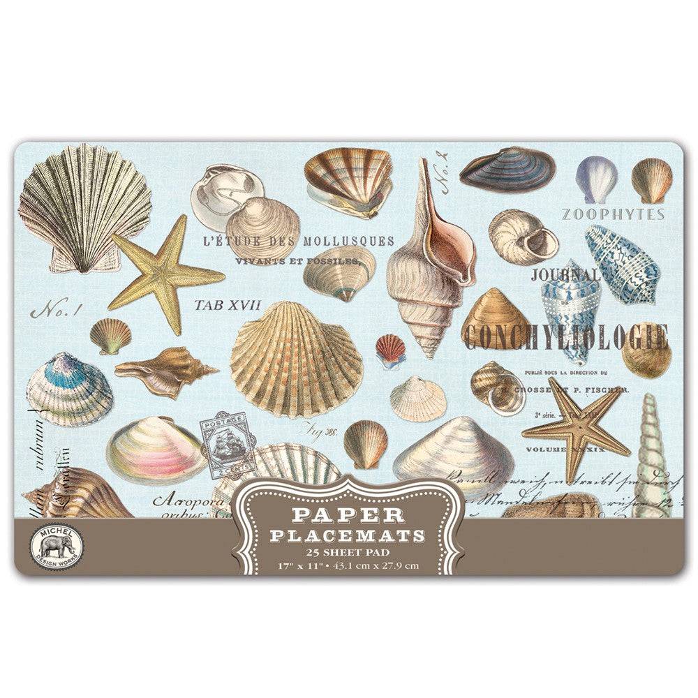 Dækkeservietter papirblok 25 stk Seashells Michel design Works.
