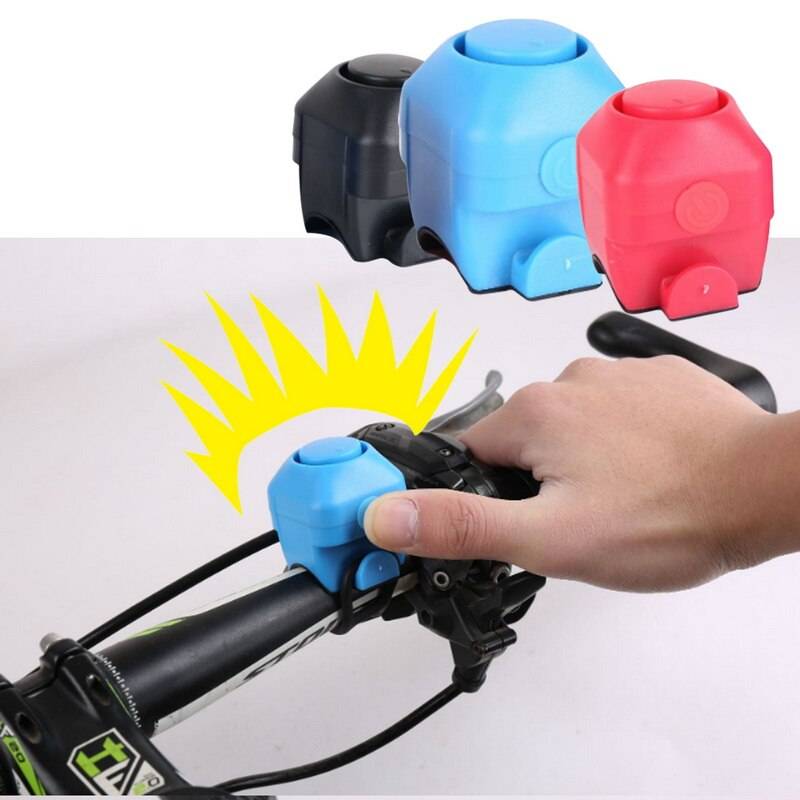 Cykel elektrisk horn färgklocka cykel elektroniskt högt horn 130 db varningsklocka cykel styr larm ringklocka - Röd