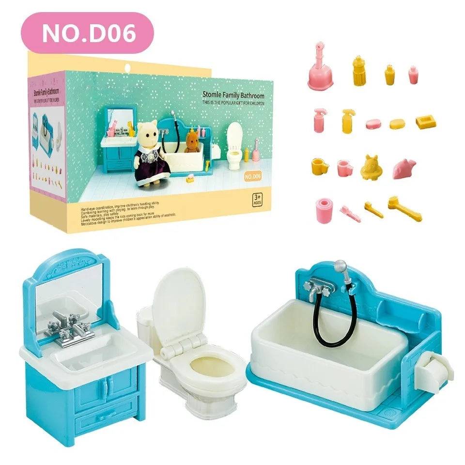 Forest Family Reindeer Rabbit Panda Animal Simulation Dollhouse Furniture Toy Set - D06