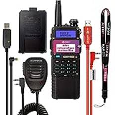 MIRKIT Radioapparater set BAOFENG VHF UHF VOX radioapparater set med BAOFENG MaxPower MK5 med 3800 och 1800 mAh batteri, högtalare mikrofon programmeringskabel, amatörradio handhållen radio