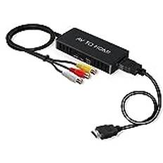 VIXLW RCA till HDMI, AV till HDMI-adapter, 1080P, CVBS AV till HDMI Audio Video Converter Adapter med HDMI-kabel stöder PAL/NTSC för PC, TV, WII, Xbox, STB, VHS, VCR