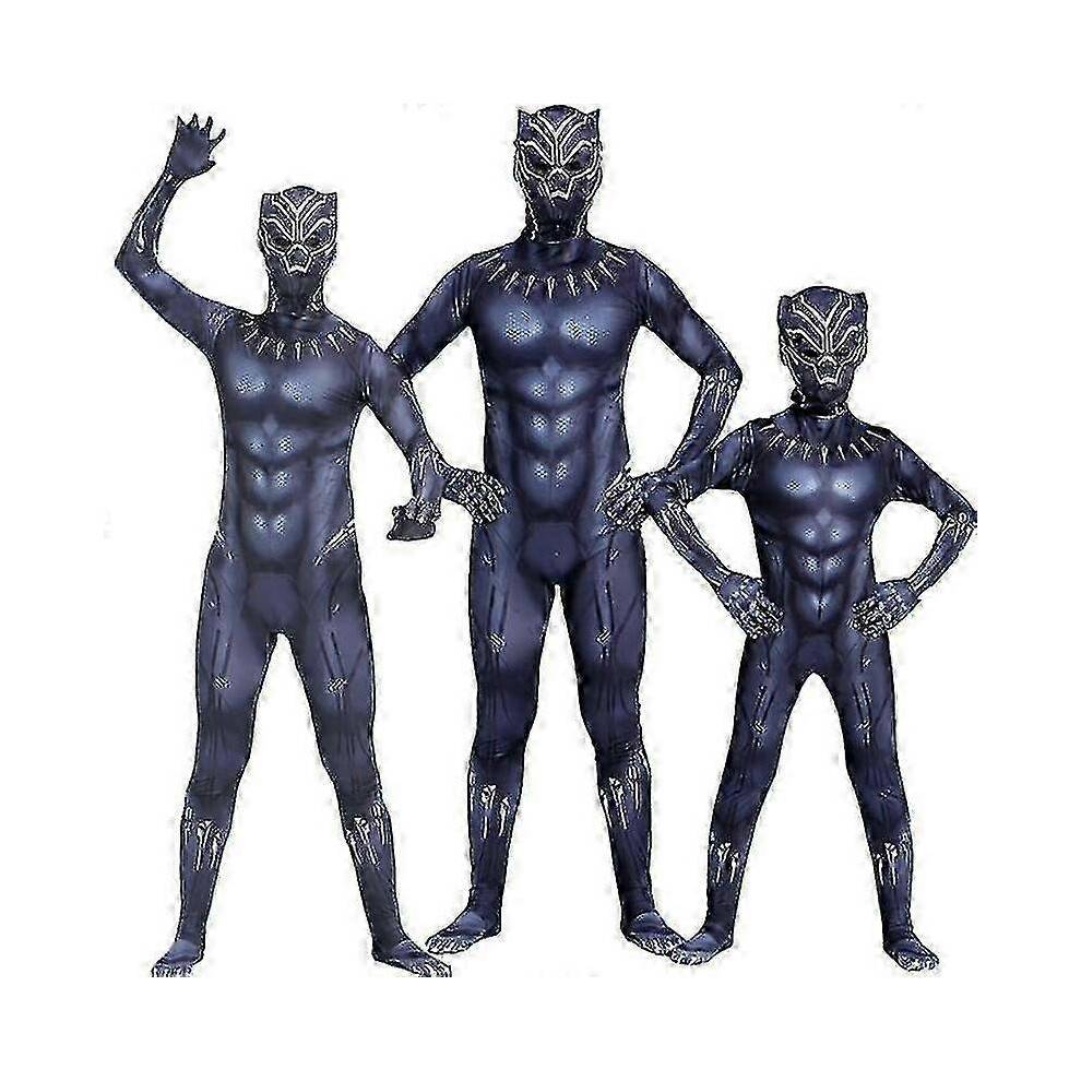 (130cm, Panther) Children's Spider-man Iron Man Costume Cosplay Panther Venom Jumpsuit