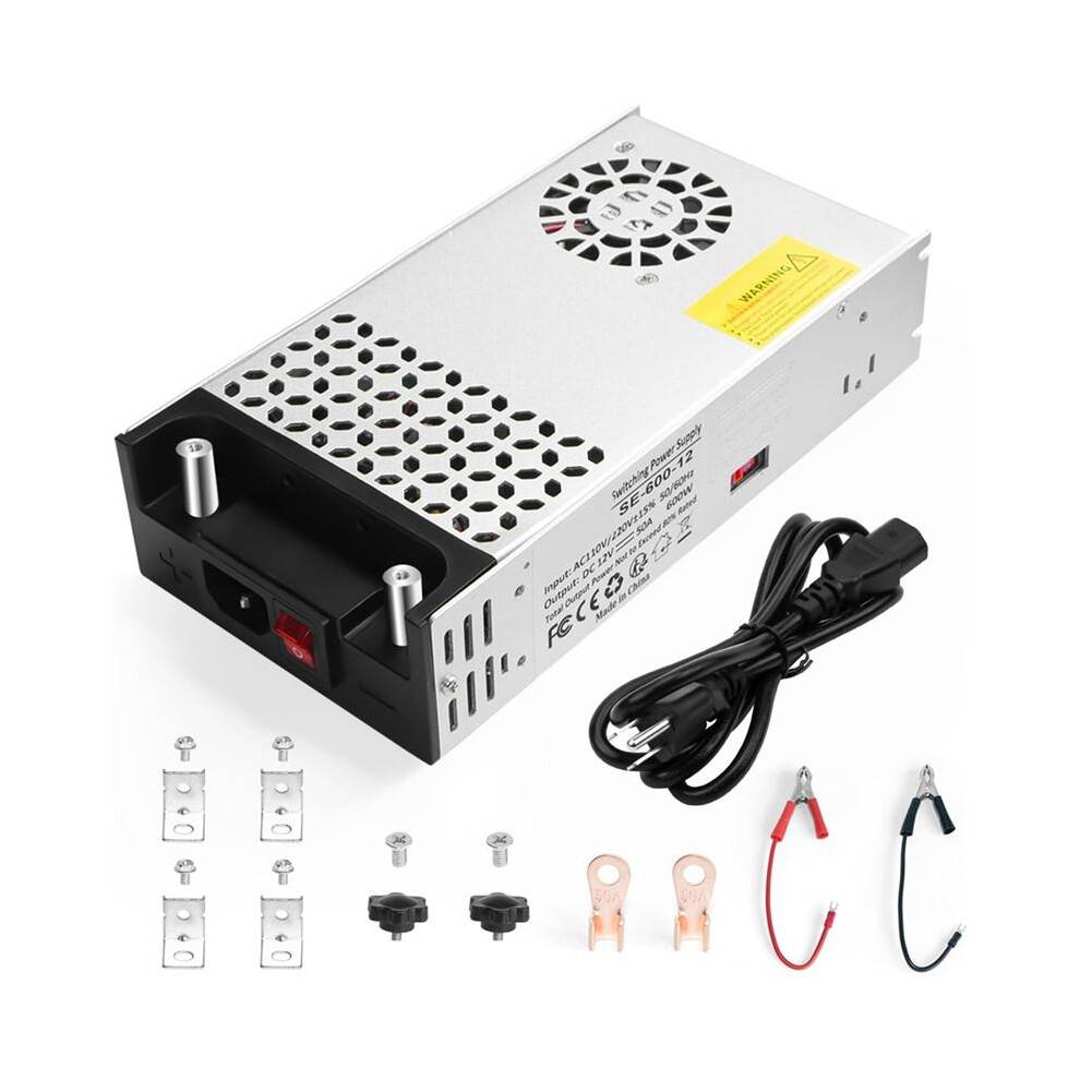 Omvandlare, 110V AC Till 12V -Omvandlare, Nätaggregat 12V 600W 50A -Omkopplare för LED-Remsa, LCD-Skärm, US-Kontakt