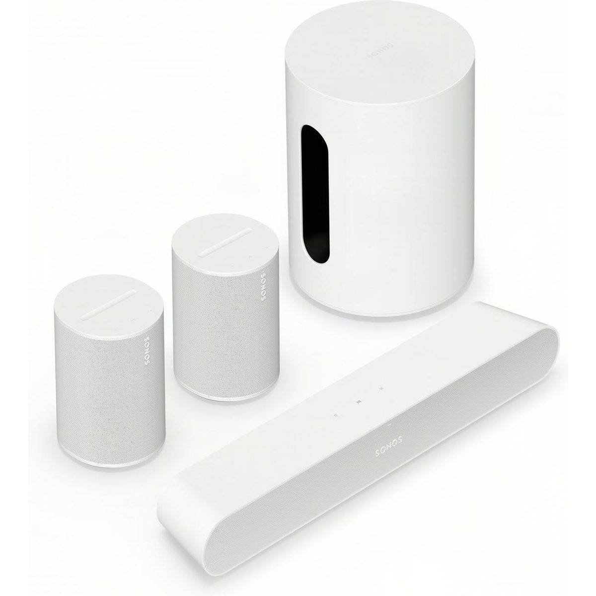 Sonos Pack Beam (Gen 2) + 2x Era 100 SL + Sub mini hvid - Soundbar, Dolby Atmos, Dolby TrueHD, Dolby Digital Plus, AirPlay 2, Bluetooth, Wi-Fi.