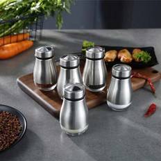 1/2 st Salt- och pepparshakers Set - Saltshaker med justerbara hällhål - 304 Spice Dispenser i rostfritt stål och glas, påfyllningsbar - Perfekt för s - Silver (2 st,1 st)
