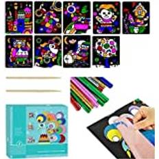 Children's Early Education Cartoon Magic Transfer Paper,Cartoon DIY Magic Wticker Transfer Painting Crafts Painting Art Kits (12 pcs Animal Paradise)