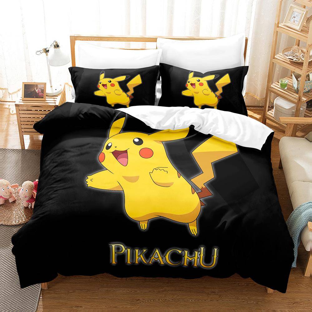 Anime Design Påslakanset, Pikachu Barnsängkläder Örngott 75*50cm, Tecknad Barnsängkläder Set Med dragkedja 135*200cm