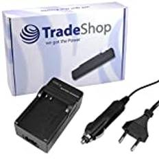 Trade-Shop Batteriladdare laddare med biladapter kompatibel med Panasonic Lumix DMC-LZ40 DMC-TZ55 DMC-TZ56 DMC-TZ57 DMC-TZ58 DMC-TZ60 DMC-TZ61 DMC-TZ70 DMC-TZ71