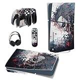 PlayVital Klistermärke för ps5 Slim Console Disc Edition Stickers för ps5 Slim Console Skydds Klistermärken Hud Skins för Kontroll&Laddningsstation&Headset&Fjärrkontroll-Dödande Clown