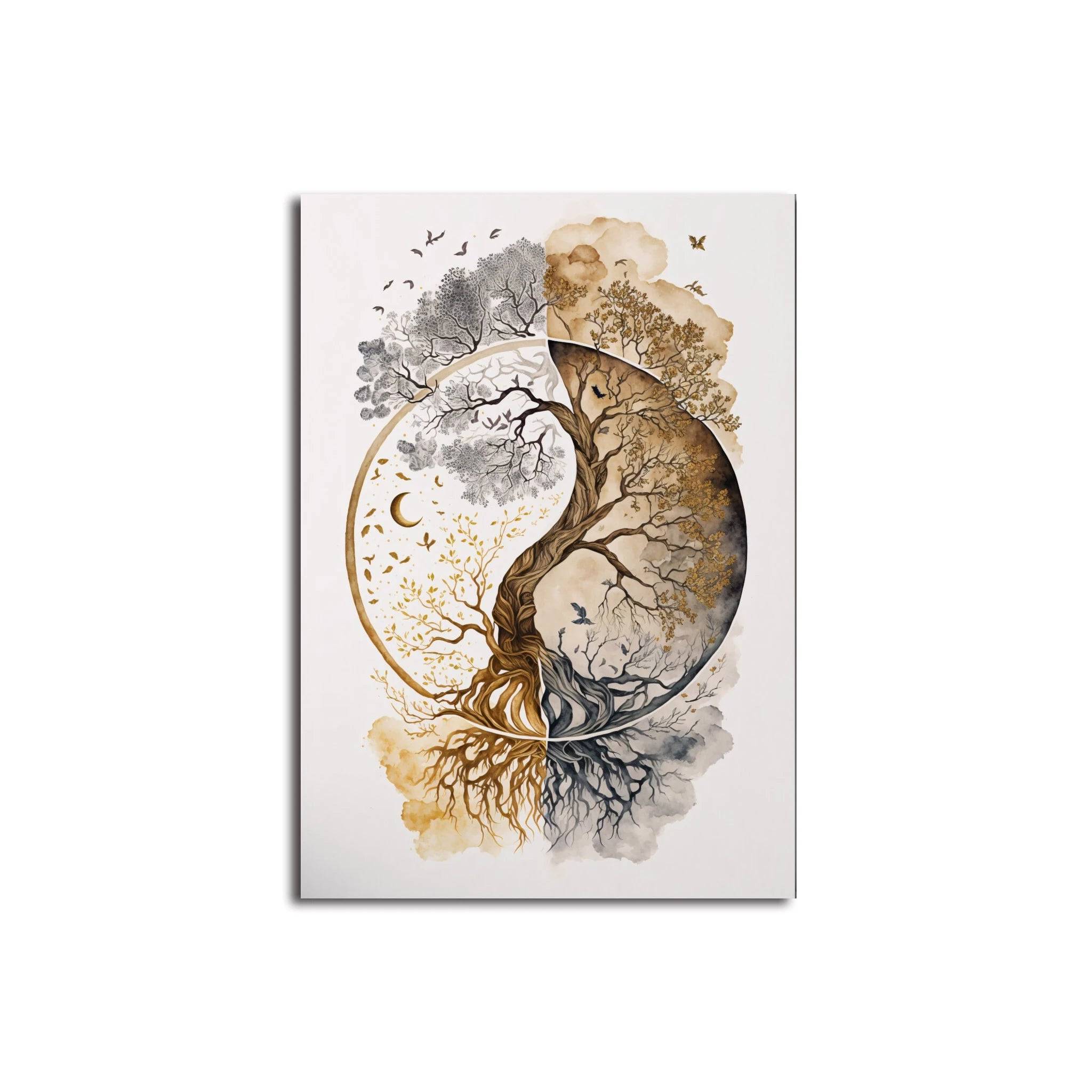 Poster med livets träd, Buddha och yin yang - 5 / 60x90cm