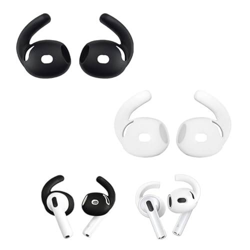 2 par öronkrokar för AirPods 4, halkfria öronskydd i silikon för AirPods 4:e generationen (2024), sportöronkrokar för löpning, cykling, jogging och vandring, bekväm säker passform, svart och vit