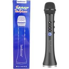 Lewinner l -698 trådlös karaokemikrofon bluetooth högtalare 2- i -1 handhållen sing &amp; inspelningsbar ktv-spelare för ios/androi - Svart