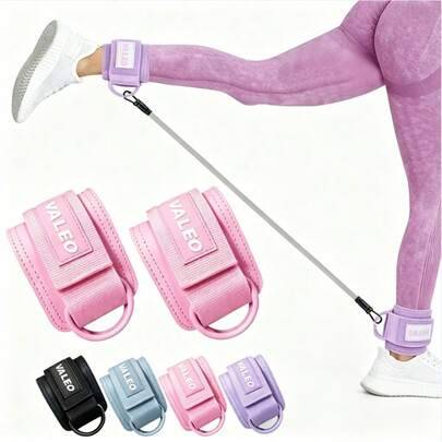1 st fotledsrem i stålkabel för kabelmaskin, fitness-motståndsband med fotledsmanschett, gymstöd för fotled, ben- och höfttränare, justerbar fotledssp - Multifärgad (Rosa En storlek,Blå (en storlek),Svart, en storlek passar alla,Lila En storlek)
