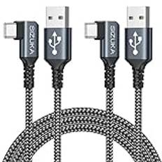 USB C-kabel, [2Pack 3M+3M] 3.1A laddare Typ C Nylon Snabb laddning och synkronisering USB Typ C-kabel för Samsung Galaxy S22 S21 S21 S20 S20 S10 S9 S8 A71 A51 Note 20 10, Huawei P40 P30 P20, Mi 12 11