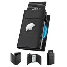 YESIIW Geldbörse Herren Airtag Wallet mit Münzfach | Portmonee Herren mit RFID Schutz | Slim Wallet Kreditkartenetui | Kartenhalter Geldbeutel Herren | Schwarz Wallets for Men