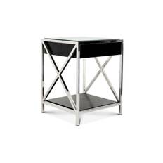 Nattduksbord Beverly Hills - Silver / Brun / Transparent (B: 47 x D: 46 x H: 61 cm)