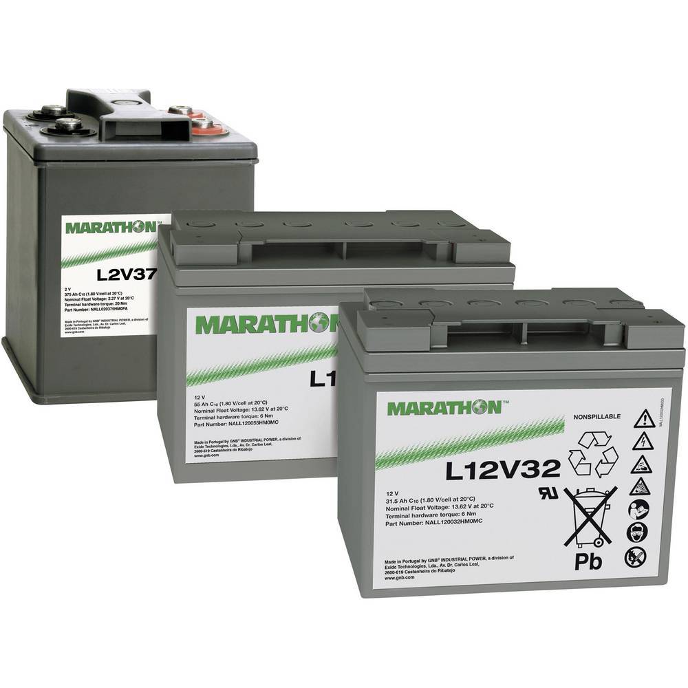 GNB Marathon XL6V180 Blybatteri 6 V 179 Ah Bly AGM (B x H x D) 309 x 223 x 172 mm M6-skruvanslutning Underhållsfri