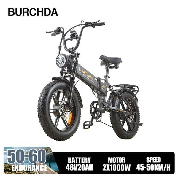 BURCHDA R7 elcykel med dobbelt motor 2000W 48V20Ah tøndedæk 50 km/t hydraulisk bremse 7-trins elcykel