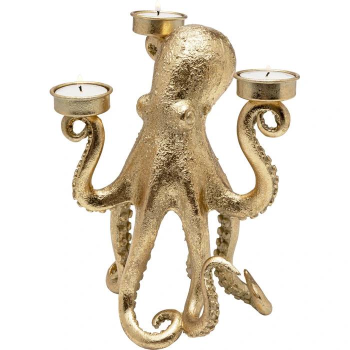 Ljusstake bläckfisk guld 23 cm