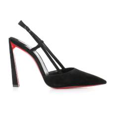 Christian Louboutin, Skor, Dam, Svart, 38 EU, Mocka, Svart Mocka Klackpumps