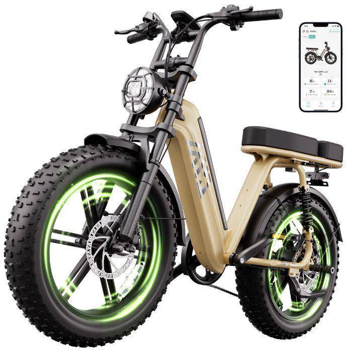 TST Vélo électrique pour adultes (1500W Peak)- R7 - 20  Fat tire - Autonomie 90km - Batterie 48V 15Ah - 7 Vitesses - fatbike, Jaune
