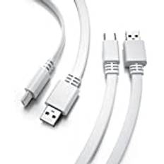 Basesailor USB A till USB C laddningskabel, 5 m, 2 stycken, lång platt snabbladdningskabel typ A 2.0 till USBC-kabel, kompatibel med Sony PS5 Playstation 5 Dualsense, Micorsoft Xbox Series X S, Switch