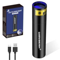 DARKBEAM UV ficklampa 365nm Svart ljus Woods Lampa, USB uppladdningsbar Blacklight LED Ultraviolett Mini bärbar detektor för husdjursurin, uranglas, stenar, härdande harts, läckagedetektering