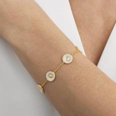 Georg Jensen Daisy Armbånd Forgyldt Sølv m. Emalje 11 mm.