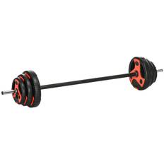 Hantelset/skivstång 20 kg halkskydd svart/röd