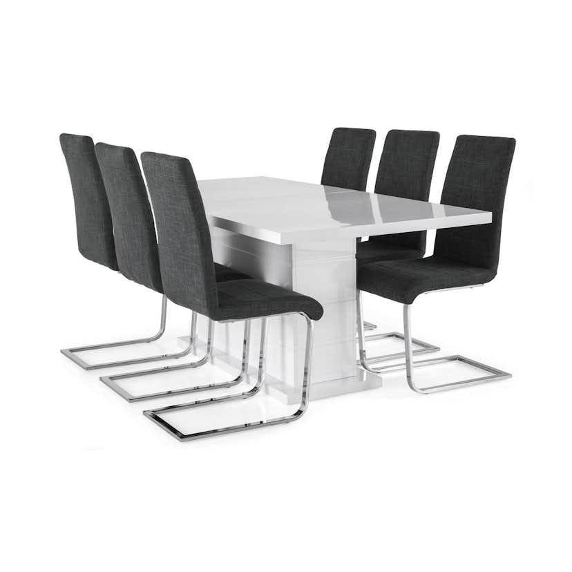 Matgrupp Concept 55 Ratliff Rektangulärt Matbord 180-220 cm Förlängningsbart med 6 Cibus Matstol