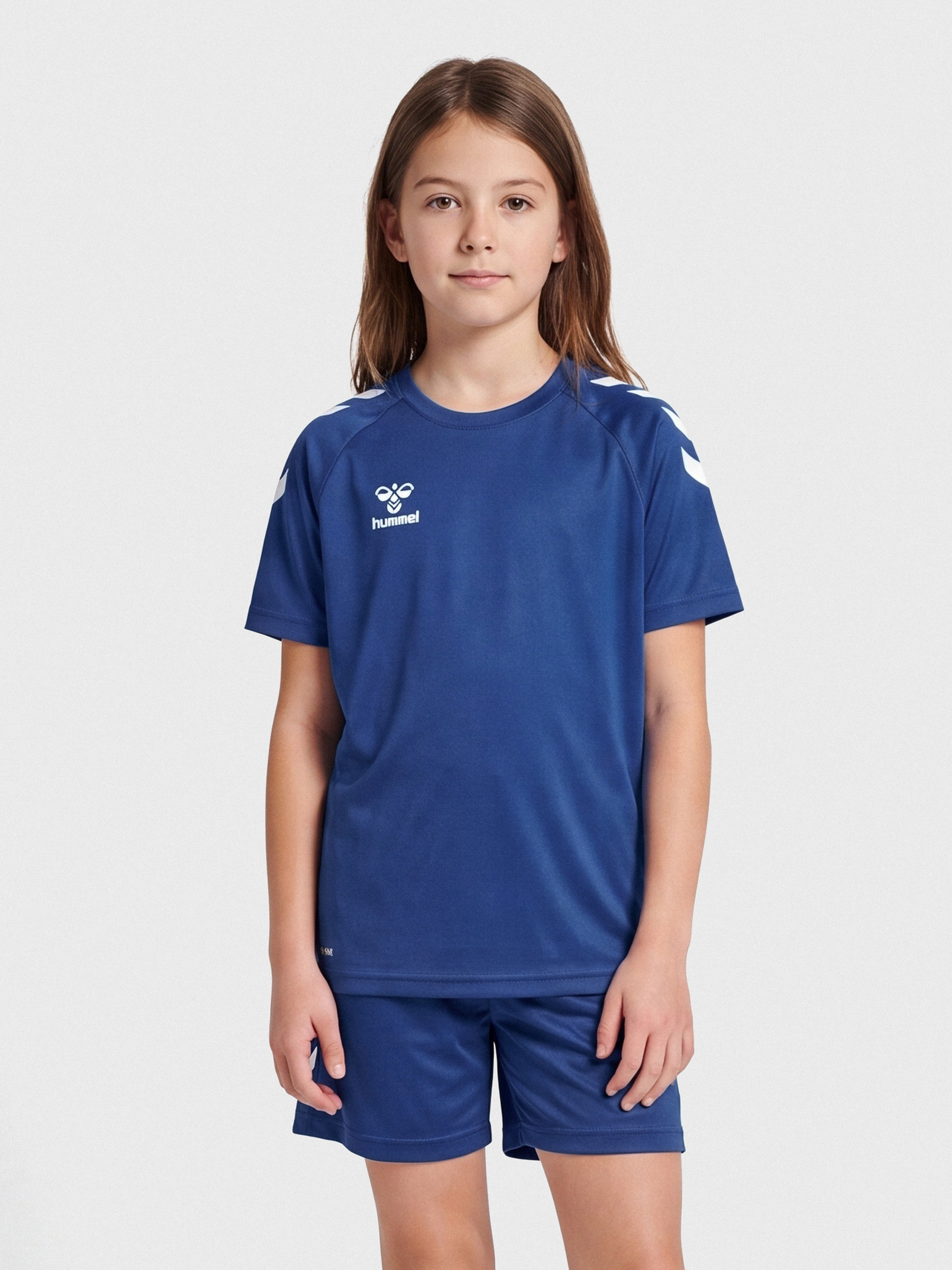 Hummel - Core Xk Core Poly Tee S/s Kids | Blue | T-Shirt | Børn | Str. 152 - Hurtig levering 1-2 hverdage