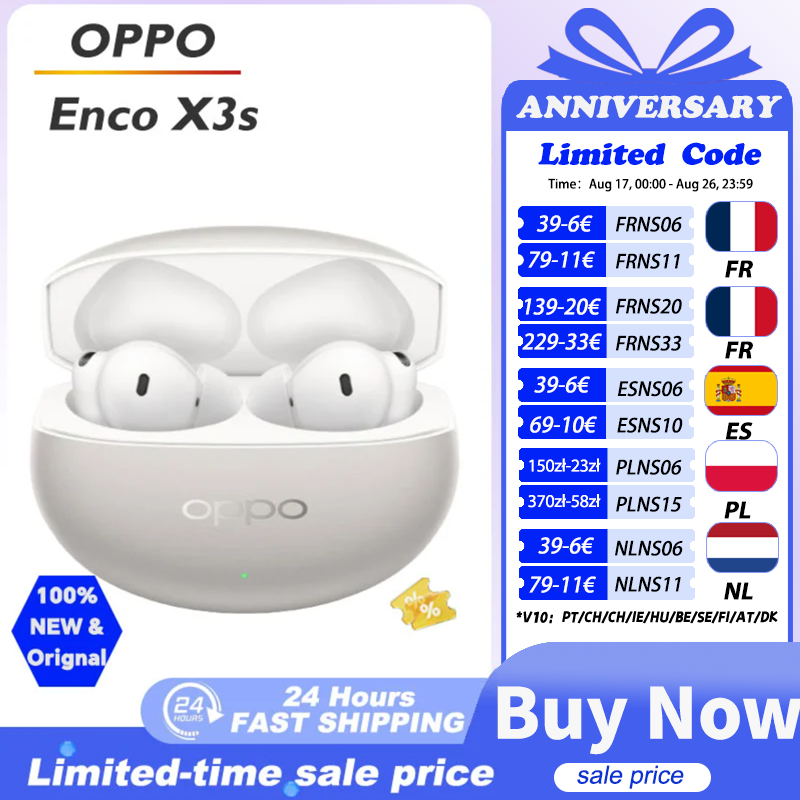 OPPO Enco X3s True Wireless Noise Cancelling Earbuds Up to 45 Hours of Playback Al Clear Call Bluetooth 5.4 LHDC 5.0 IP55