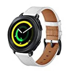 TopTen 20 mm äkta läder reserv armband armband klockarmband klockarmband kompatibelt för Samsung Gear Sport/Galaxy Watch 42 mm/Gear S2 Classic Smartwatch Vitt