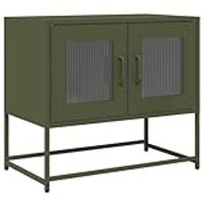 vidaXL TV-bänk olivgrön 68x39x60,5 cm kallvalsat stål, TV-bänk, TV-sideboard, hifi-skåp, TV-bänk, TV-bänkskåp, mediaskåp, underhållningscenter