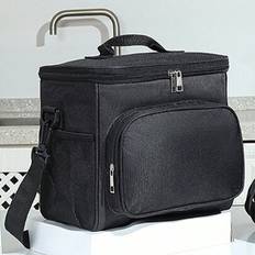 1 st crossbody lunchväska stor kapacitet vattentät kylväska för män student termiska lunchväskor med sidofickor crossbody väska axelväska bärbar canva - Svart