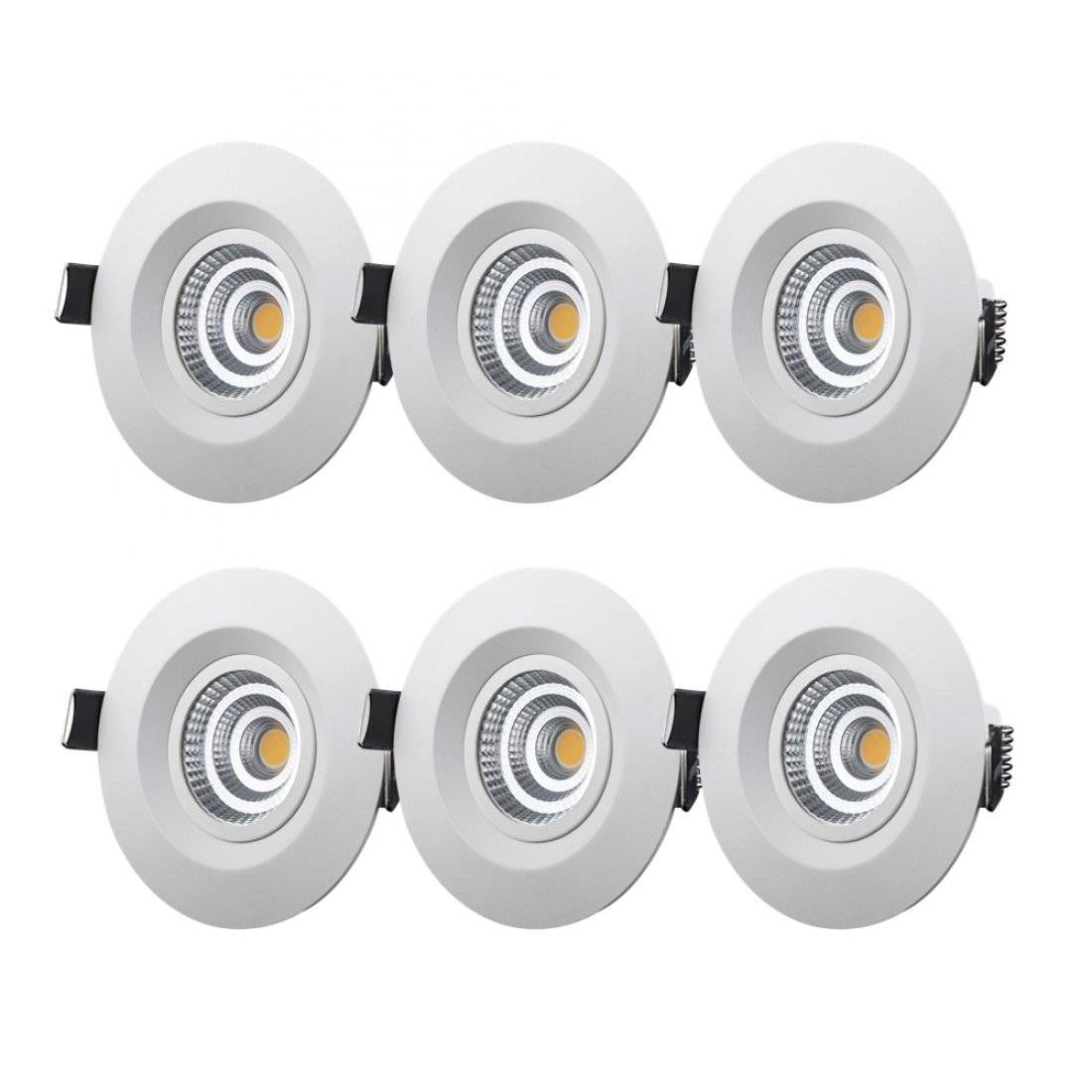 M-Penny 6-pack fast 7,4W slimmade LED spotlights 2700/3000K IP44