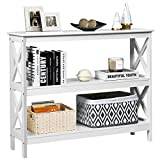 Costway Konsolbord/sidobord, industriell design med hylla, hallbord, 100 x 33 x 80 cm (vit, 3 plan)