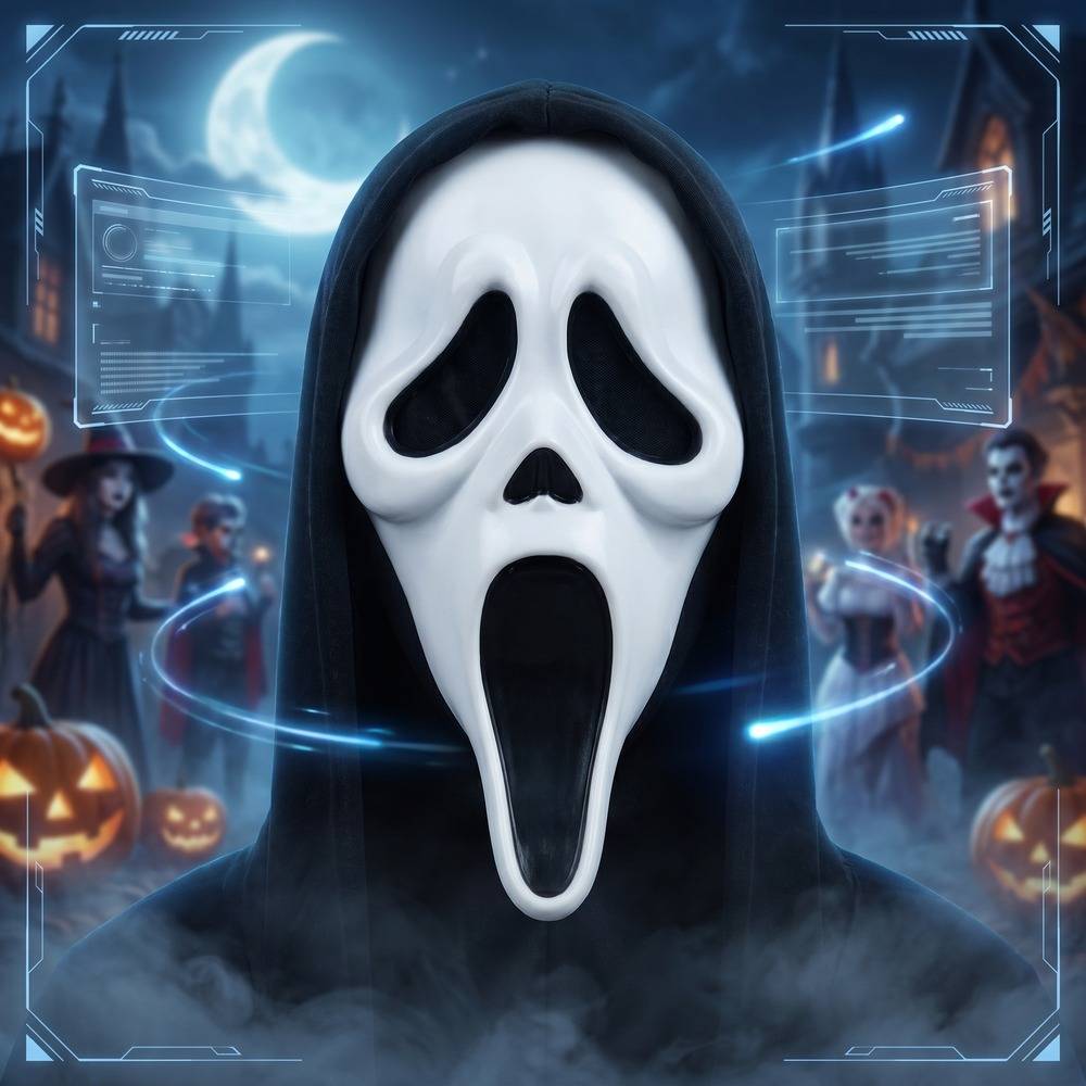 Scream Ghostface Mask Latex Horror Full Head Party Ghostface Mask Grimace Prank Cosplay Prop Home Decoration Party Supplies