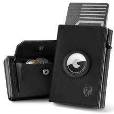 DODENSHA® Airtag Wallet Herren mit XL Münzfach I MagSnap Kartenetui Herren I Smart Airtag Wallet für 10+ Karten I Geldbörse Herren mit RFID Schutz I Portmonee Herren mit AirTag* Fach I Schwarze