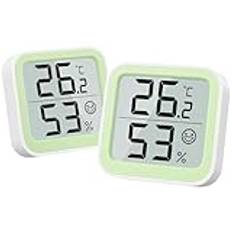 NOKLEAD Termometer fuktmätare inuti mini hygrometer monitor rum temperatur mätenhet med ansikte icon komfort indikator ℃/℉ switch för babyrum, grön (2)