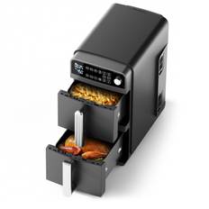2-Basket Air Fryer, Double Stack Technology Cooks 4 Foods at Once, Space Saving Design, 10 QT,