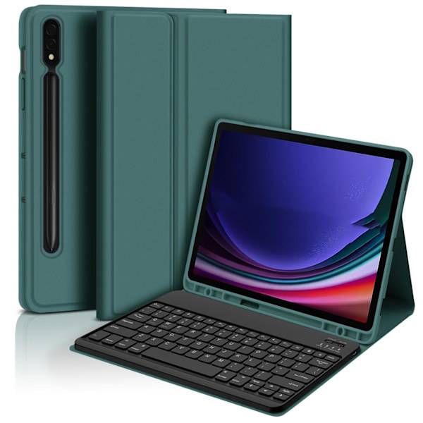 Bluetooth Tangentbordsfodral + Tangentbord Kompatibelt med Samsung Galaxy Tab S7 FE 5G 12.4 tum - Mörkgrön