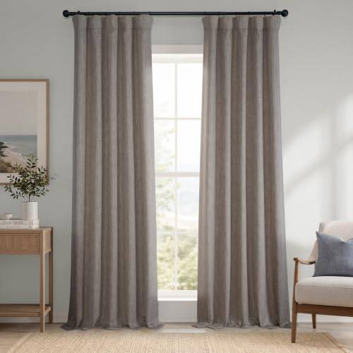 HPD Half Price Drapes Texturerade mörkläggningsgardiner i konstgjort linne för sovrum, 1 längd, gardiner för vardagsrum, heminredning, 127 x 213 cm (B x L), ljusbrun (Mink)