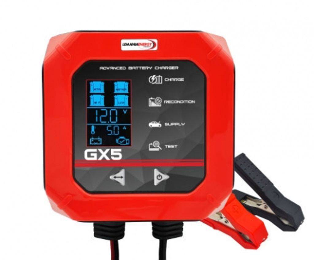 12V Lemania GX5 laddare 5A 1.2-110Ah (AGM, EFB, SMF, Li-ion)