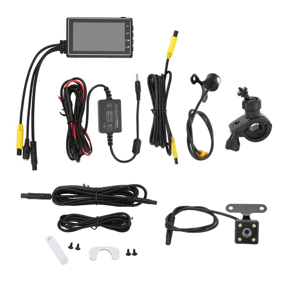 Motorcykel Dash Cam med trådløst bakkamera, for- og bagkamera, vidvinkel, nattesyn, køreoptager, loopoptagelse, G-sensor, automatisk start/stop,