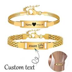 1 st personligt armband för pojke flicka, par kombination armband, rostfritt stål graverad Namn Datum Son Dotter Mamma doppresent Rolig hemlig tomtegå - Multifärgad (A-Silver-Barn,A-Guld-Barn,B-Guld-Vuxen,A-Guld-Vuxen,B-Guld-Barn)