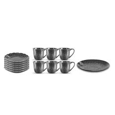 Servis set Fruktfat, Assiett & Kaffemugg Cult Design Orient Asfalt 13 delar