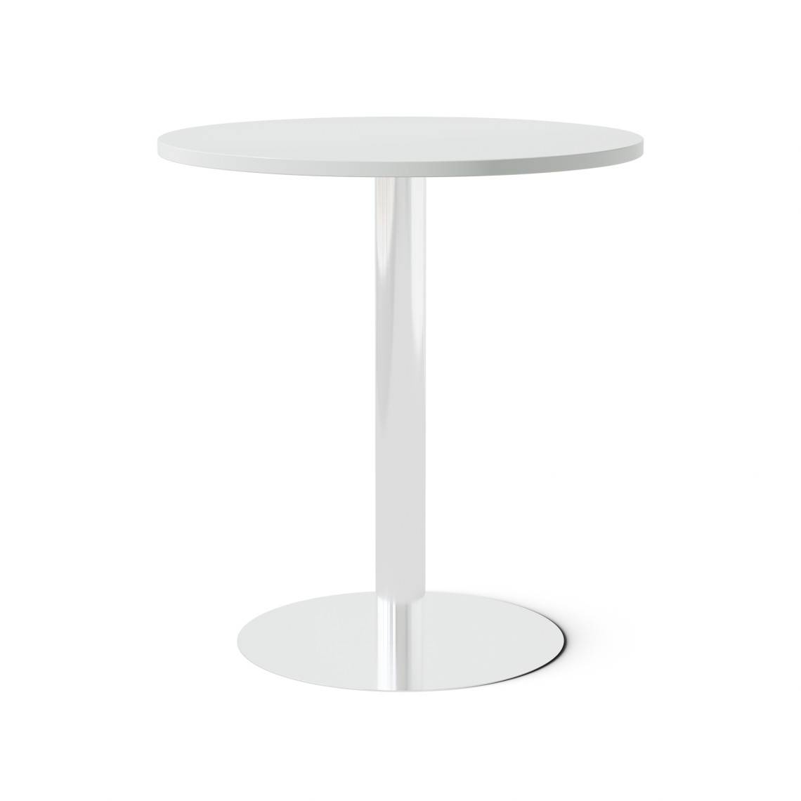 Cafébord Runt, Storlek Ø70 cm, Bordsskiva Ljusgrå, Stativ Polerat stål