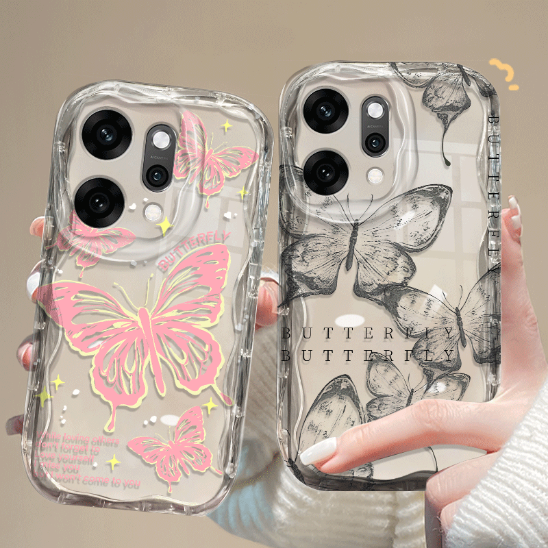 Flexible TPU Case For OPPO Reno 15 14 Pro 15F 15FS 14F 14FS Reno14 F 5G Shockproof Cute Butterfly Pattern Protective Back Cover